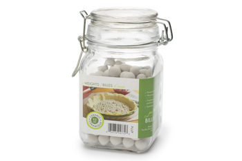 Ceramic Pie Weights with Jar